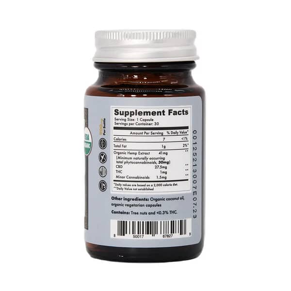 organic 30mg full spectrum cbd capsule supplement label