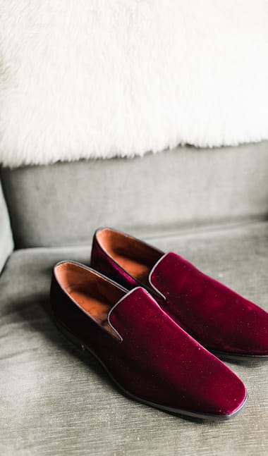 Burgundy mens dress shoes inspired by Nectar and Root, Vermont wedding florist at Foxfire Mountain House in the Catskills, New York.