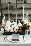 Blush, peach, and rust flower centerpiece by Nectar and Root, Vermont wedding florist at Foxfire Mountain House in the Catskills, New York.