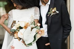 Spring bridal bouquet by Nectar and Root, Vermont wedding florist at Foxfire Mountain House in the Catskills, New York.