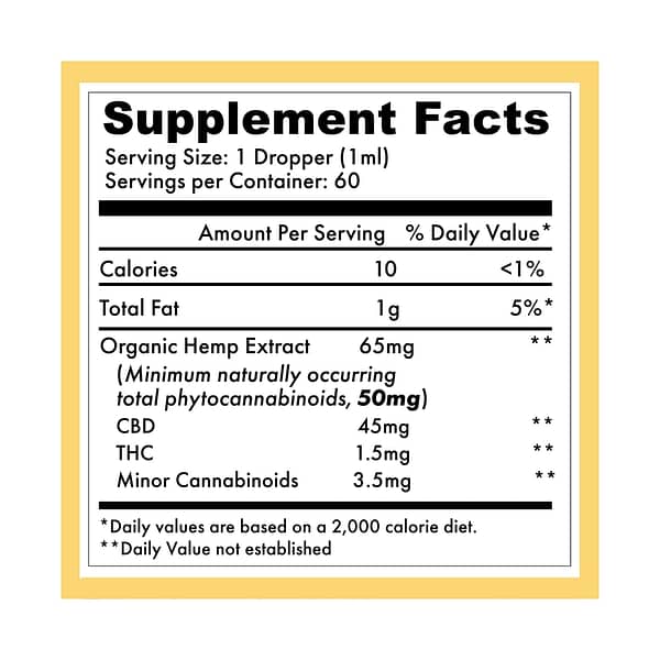 Organic Lemon Hemp Extract, 3000mg Supplement Label